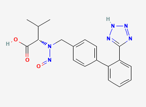 Two-dimensional chemical structure of (2S)-3-methyl-2-[nitroso-[[4-[2-(2H-tetrazol-5-yl)phenyl]phenyl]methyl]amino]butanoic acid