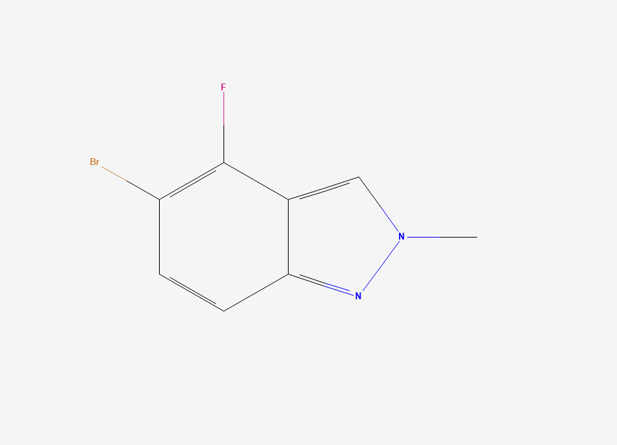 Two-dimensional chemical structure of 5-bromo-4-fluoro-2-methyl-2H-indazole