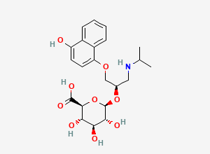 Two-dimensional chemical structure of 4 Hydroxy Propranolol O-β-D Glucuronide/ 4-Hydroxypropranolol glucuronide, (R)-, CAS 88547-46-0