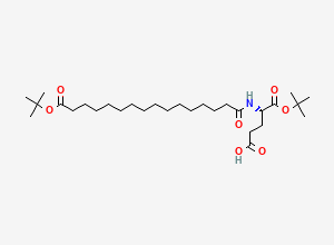 Two-dimensional chemical structure of (S)-5-(tert-Butoxy)-4-(16-(tert-butoxy)-16-oxohexadecanamido)-5-oxopentanoic acid