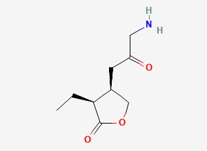 Two-dimensional chemical structure of 2(3H)-Furanone, 4-(3-amino-2-oxopropyl)-3-ethyldihydro-, (3S-cis), CAS 157810-06-5