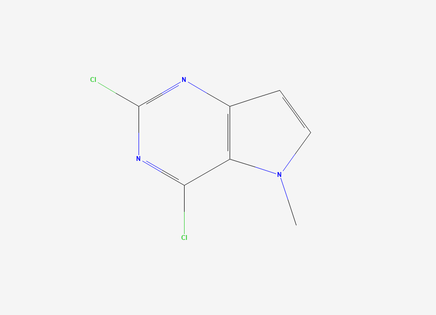 Two-dimensional chemical structure of 2,4-dichloro-5-methyl-5H-pyrrolo(3,2-d)pyrimidine