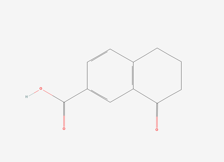 Two-dimensional chemical structure of 8-Oxo-5,6,7,8-tetrahydronaphthalene-2-carboxylic acid