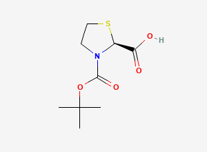 Two-dimensional chemical structure of (S)-3-Boc-thiazolidine-2-carboxylic acid
