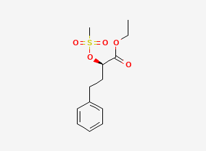 Two-dimensional chemical structure of (R)-ethyl 2-((methylsulfonyl)oxy)-4-phenylbutanoate, CAS 129277-08-3