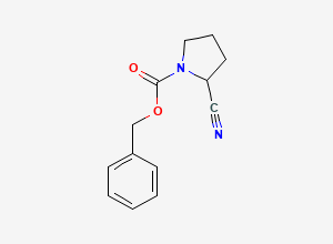 Two-dimensional chemical structure of Benzyl 2-cyanopyrrolidine-1-carboxylate