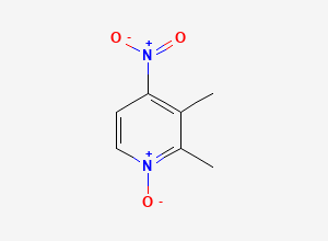 Two-dimensional chemical structure of Lansoprazole Nitro Impurity / 2,3-dimethyl-4-nitro pyridine-1-oxide, CAS 37699-43-7