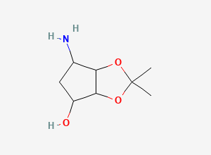 Two-dimensional chemical structure of 6-Amino-2,2-dimethyltetrahydro-3AH-cyclopenta[D][1,3]dioxol-4-OL