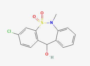 Two-dimensional chemical structure of 3-Chloro-6,11-dihydro-6-methyldibenzo(c,f)(1,2)thiazepin-11-ol 5,5-dioxide