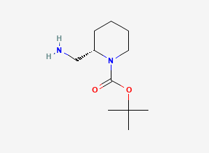 Two-dimensional chemical structure of tert-Butyl (2S)-2-(aminomethyl)piperidine-1-carboxylate