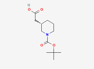 Two-dimensional chemical structure of (S)-2-(1-(tert-butoxycarbonyl)piperidin-3-yl)acetic acid