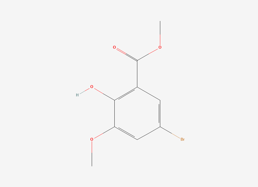 Two-dimensional chemical structure of Methyl 5-bromo-2-hydroxy-3-methoxybenzoate