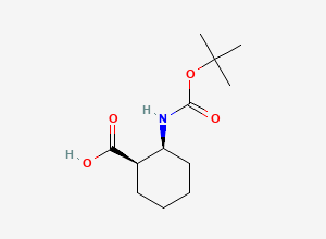 Two-dimensional chemical structure of cis-2-((tert-Butoxycarbonyl)amino)cyclohexanecarboxylic acid