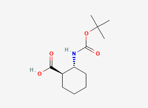 Two-dimensional chemical structure of (1R,2R)-2-((Tert-butoxycarbonyl)amino)cyclohexane-1-carboxylic acid