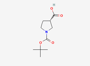 Two-dimensional chemical structure of (3S)-1-[(tert-butoxy)carbonyl]pyrrolidine-3-carboxylic acid