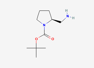 Two-dimensional chemical structure of tert-Butyl (2S)-2-(aminomethyl)pyrrolidine-1-carboxylate