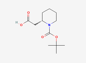 Two-dimensional chemical structure of 2-[(2S)-1-[(tert-butoxy)carbonyl]piperidin-2-yl]acetic acid