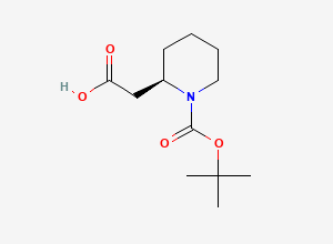 Two-dimensional chemical structure of 2-((2R)-1-((tert-butoxy)carbonyl)piperidin-2-yl)acetic acid