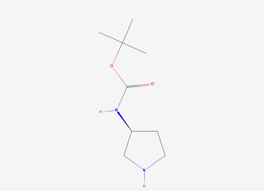 Two-dimensional chemical structure of (3S)-(-)-3-(tert-Butoxycarbonylamino)pyrrolidine