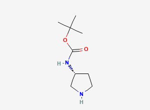 Two-dimensional chemical structure of (3R)-(+)-3-(tert-Butoxycarbonylamino)pyrrolidine