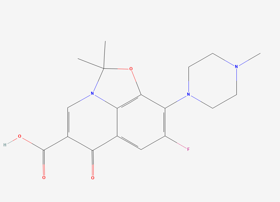 Two-dimensional chemical structure of Ofloxacin Dihydrooxazole Impurity, CAS 2489671-28-3
