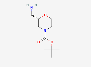 Two-dimensional chemical structure of (S)-tert-Butyl 2-(aminomethyl)morpholine-4-carboxylate