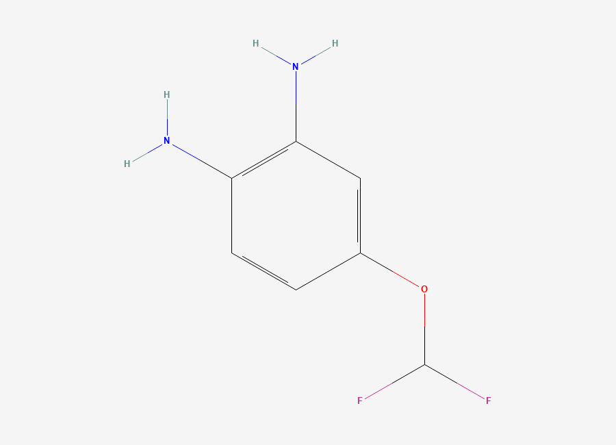Two-dimensional chemical structure of 1,2-Diamino-4-difluoromethoxy Benzene, CAS 172282-50-7