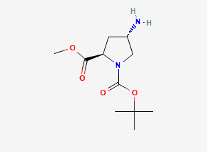 Two-dimensional chemical structure of 1-tert-Butyl 2-methyl (2R,4S)-4-aminopyrrolidine-1,2-dicarboxylate
