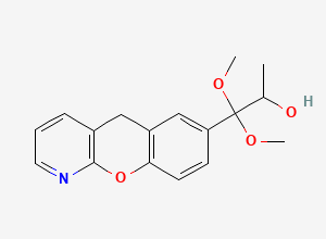 Two-dimensional chemical structure of 1-(5H-chromeno[2,3-b]pyridin-7-yl)-1,1-dimethoxypropan-2-ol, CAS 143436-36-6