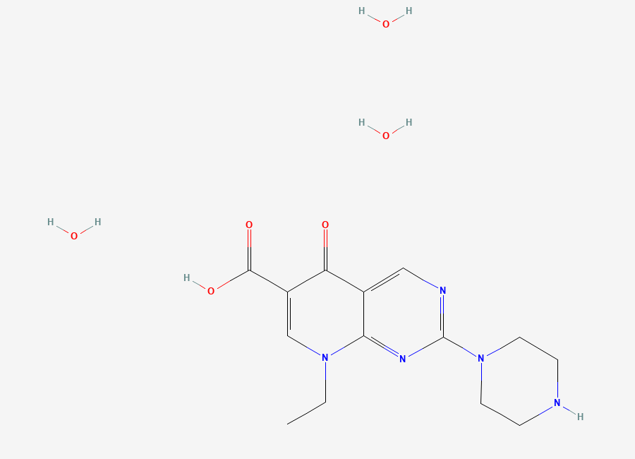 Two-dimensional chemical structure of Pipemidic Acid Trihydrate, CAS 72571-82-5