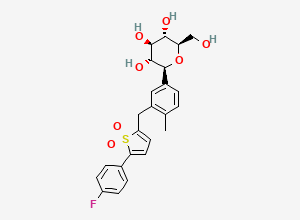 Two-dimensional chemical structure of 2-(4-Fluorophenyl)-5-(2-methyl-5-((2S,3R,4R,5S,6R)-3,4,5-trihydroxy-6-(hydroxymethyl)tetrahydro-2H-pyran-2-yl)benzyl)thiophene 1,1-dioxide
