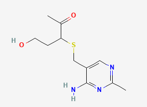 Two-dimensional chemical structure of 3-(((4-Amino-2-methylpyrimidin-5-yl)methyl)thio)-5-hydroxypentan-2-one, CAS 2410791-57-8