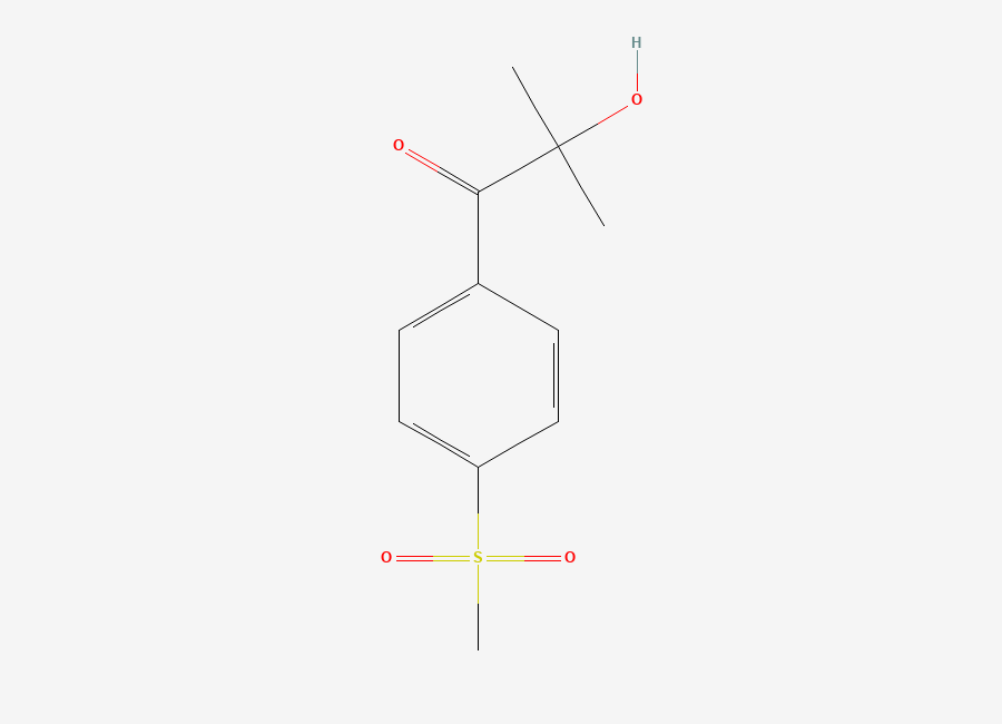 Two-dimensional chemical structure of 2-hydroxy-4'-(methylsulfonyl)isobutyrophenone, CAS 180048-73-1