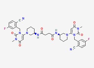 Two-dimensional chemical structure of N1,N4-bis((R)-1-(3-(2-cyano-5-fluorobenzyl)-1-methyl-2,6-dioxo-1,2,3,6-tetrahydropyrimidin-4-yl)piperidin-3-yl)succinamide