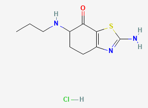 Two-dimensional chemical structure of 2-amino-6-(propylamino)-5,6-dihydrobenzo[d]thiazol-7(4H)-one hydrochloride