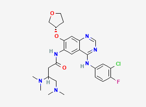 Two-dimensional chemical structure of N-(4-((3-Chloro-4-fluorophenyl)amino)-7-(((S)-tetrahydrofuran-3-yl)oxy)quinazolin-6-yl)-3,4-bis(dimethylamino)butanamide