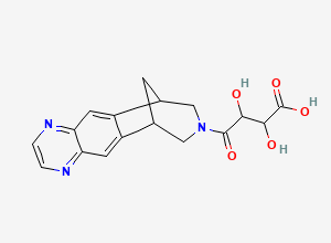 Two-dimensional chemical structure of 2,3-Dihydroxy-4-oxo-4-(6,7,9,10-tetrahydro-8H-6,10-methanoazepino[4,5-g]quinoxalin-8-yl)butanoic acid, CAS 2306217-15-0