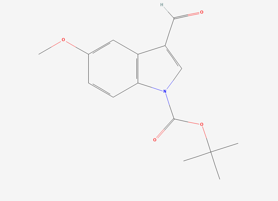 Two-dimensional chemical structure of tert-Butyl 3-formyl-5-methoxy-1H-indole-1-carboxylate