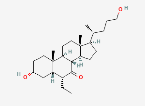 Two-dimensional chemical structure of (3R,5S,6R,8S,9S,10S,13R,14S,17R)-6-Ethyl-3-hydroxy-17-((R)-5-hydroxypentan-2-yl)-10,13-dimethyltetradecahydro-1H-cyclopenta[a]phenanthren-7(2H)-one