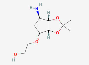 Two-dimensional chemical structure of 2-(((3aR,4R,6R,6aS)-6-Amino-2,2-dimethyltetrahydro-3aH-cyclopenta[d][1,3]dioxol-4-yl)oxy)ethanol