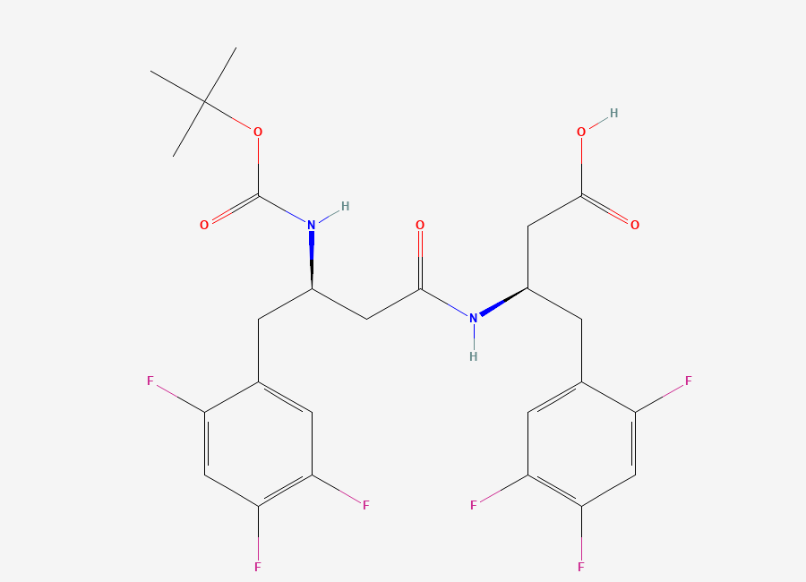 Two-dimensional chemical structure of (R)-3-((R)-3-((tert-Butoxycarbonyl)amino)-4-(2,4,5-trifluorophenyl)butanamido)-4-(2,4,5-trifluorophenyl)butanoic acid