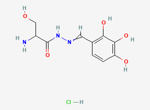 Two-dimensional chemical structure of 2-amino-3-hydroxy-N-[(2,3,4-trihydroxyphenyl)methylideneamino]propanamide;hydrochloride
