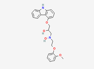 Two-dimensional chemical structure of 1-(9H-Carbazol-4-yloxy)-3-[hydroxy[2-(2-methoxyphenoxy)ethyl]amino]-2-propanol, CAS 1059573-38-4