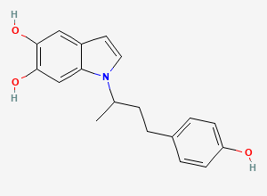 Two-dimensional chemical structure of 1-(4-(4-Hydroxyphenyl)butan-2-yl)-1H-indole-5,6-diol