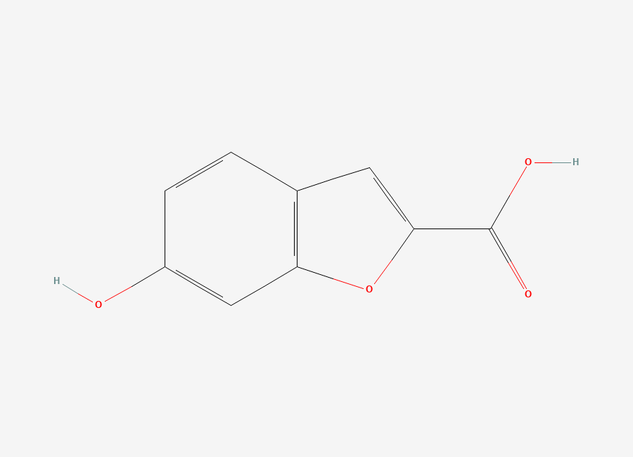 Two-dimensional chemical structure of 6-Hydroxy-1-benzofuran-2-carboxylic acid
