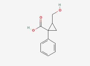 Two-dimensional chemical structure of 2-(Hydroxymethyl)-1-phenylcyclopropanecarboxylic Acid, CAS 70209-83-5