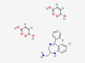 Two-dimensional chemical structure of 1H-1,4-Benzodiazepine-2-methanamine, 7-chloro-5-(2-fluorophenyl)-2,3-dihydro-, (2Z)-2-butenedioate (1:2)