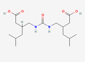 Two-dimensional chemical structure of 3-[[[2-(carboxymethyl)-4-methylpentyl]carbamoylamino]methyl]-5-methylhexanoic acid