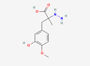Two-dimensional chemical structure of 2-Hydrazinyl-3-(3-hydroxy-4-methoxyphenyl)-2-methylpropanoic acid