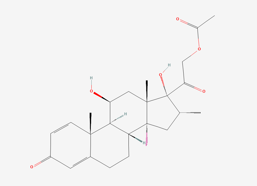 Two-dimensional chemical structure of Dexamethasone Acetate EP Impurity B